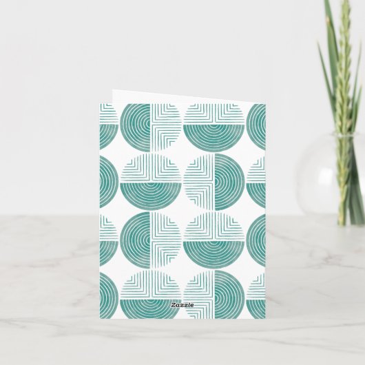 Labyrinth Cirkel Pattern Note Card - Blauwgroen Bedankkaart (Achterkant)