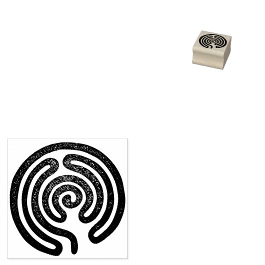 Labyrinth / doolhof - antiek metaal + uw ruggr. rubberstempel (Gestempeld)