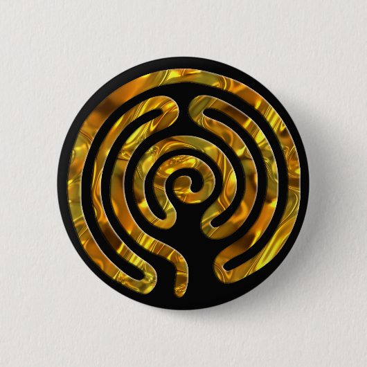 Labyrinth GOLD | zwart Ronde Button 5,7 Cm (Voorkant)
