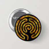 Labyrinth GOLD | zwart Ronde Button 5,7 Cm (Voorkant /achterkant)