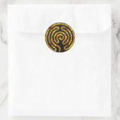 Labyrinth GOLD | zwart Ronde Sticker (Tas)