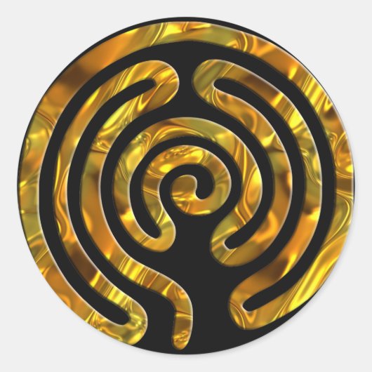 Labyrinth GOLD | zwart Ronde Sticker (Voorkant)