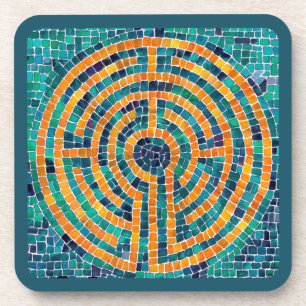 LABYRINTH II Harde Plastic Onderzetters - Groen