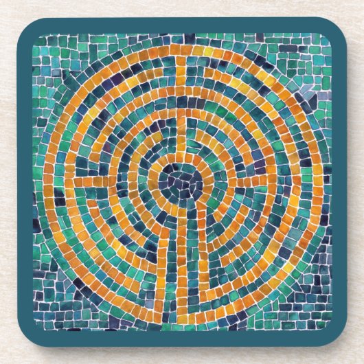 LABYRINTH II Harde Plastic Onderzetters - Groen (Voorkant)