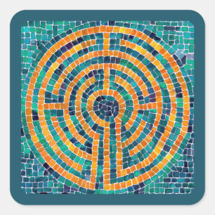 LABYRINTH II Kleine vierkante Stickers - Groen