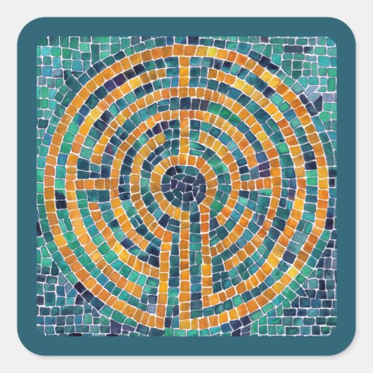 LABYRINTH II Kleine vierkante Stickers - Groen (Voorkant)