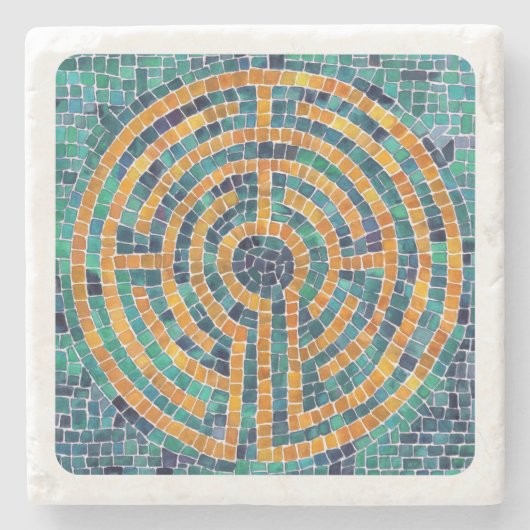 LABYRINTH II Marmeren Onderzetter - Wit (Voorkant)