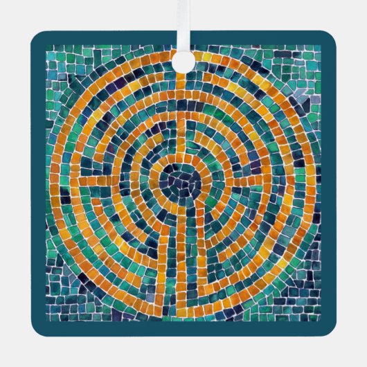 LABYRINTH II Metal Square Ornament (Voorkant)