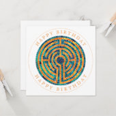 LABYRINTH II Square Flat Verjaardag Kaart (Voorkant / Achterkant in situ)