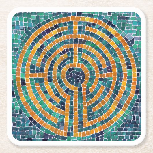 LABYRINTH II Vierkante Papieren Onderzetters - Wit (Voorkant)