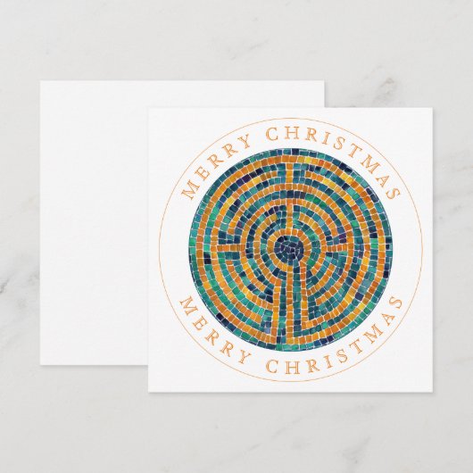 LABYRINTH II Vierkante Vlakke Kerstmis Kaart (Voorkant / Achterkant)