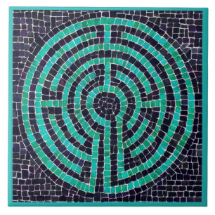 LABYRINTH III 6x6 keramische tegel - Turquoise Tegeltje