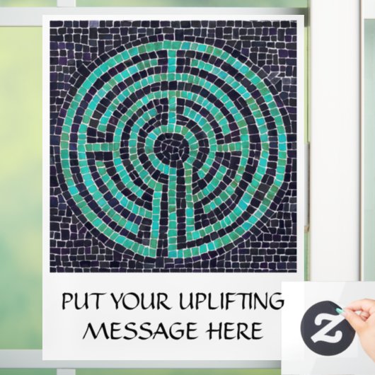 LABYRINTH III 8x11 Venster Cling +Text - Zwart Raamsticker (Huis)