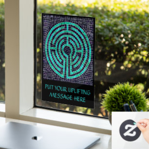 LABYRINTH III 8x11 Venster Cling +Text - Zwart Raamsticker