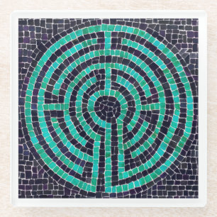 LABYRINTH III Glazen Onderzetter - Wit