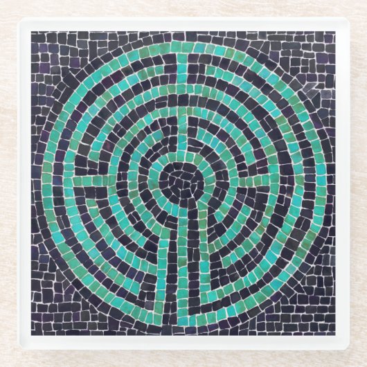 LABYRINTH III Glazen Onderzetter - Wit (Voorkant)