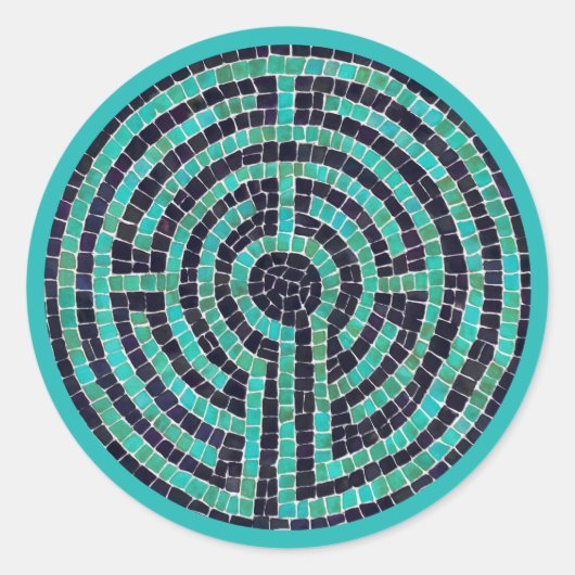 LABYRINTH III Grote ronde Stickers - Turquoise (Voorkant)