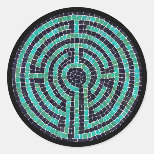 LABYRINTH III Grote ronde Stickers - Zwart (Voorkant)