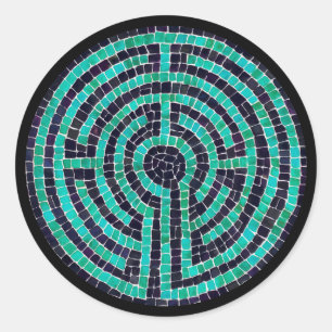 LABYRINTH III Grote ronde Stickers - Zwart