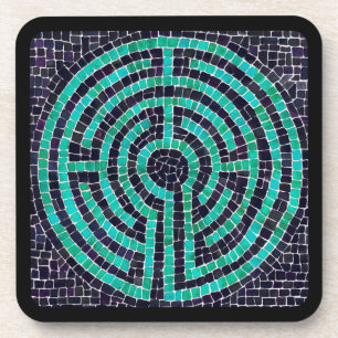 LABYRINTH III Harde Plastic Onderzetters - Zwart