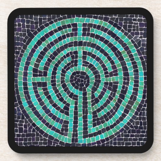 LABYRINTH III Harde Plastic Onderzetters - Zwart (Voorkant)