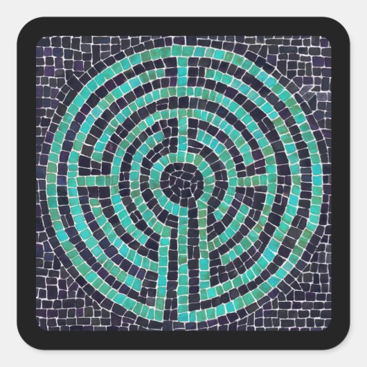 LABYRINTH III Kleine vierkante Stickers - Zwart (Voorkant)