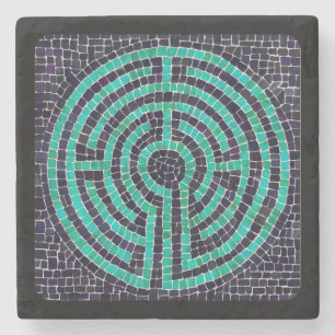 LABYRINTH III Marmeren Onderzetter - Zwart