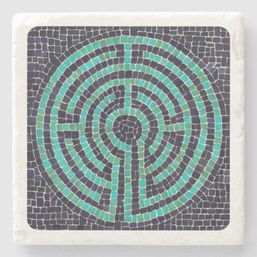 LABYRINTH III Marmeren stenen Onderzetter - Wit (Voorkant)