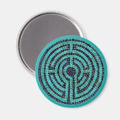 LABYRINTH III ronde magneet - Turquoise (Voorkant / Achterkant)