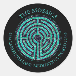 LABYRINTH III Small Address Seals - Zwart Ronde Sticker