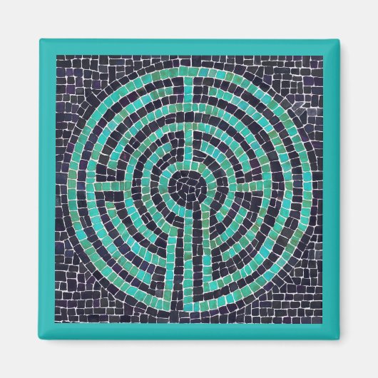 LABYRINTH III Vierkante Magneet - Turquoise (Voorkant)