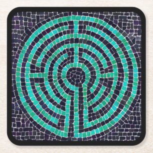 LABYRINTH III Vierkante Papier Onderzetters - Zwar