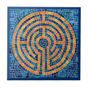 LABYRINTH IV 4.25x4.25 Keramische tegel - Blauw Tegeltje