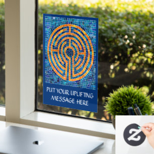 LABYRINTH IV 8x11 Raamfolie +Tekst - Blauw Raamsticker