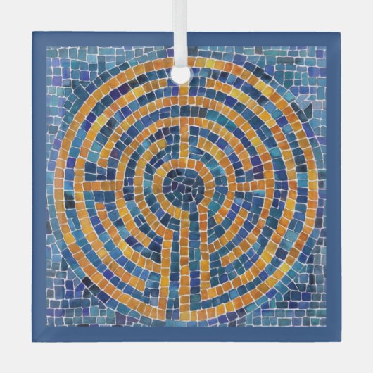 LABYRINTH IV Glazen Vierkant Ornament (Voorkant)