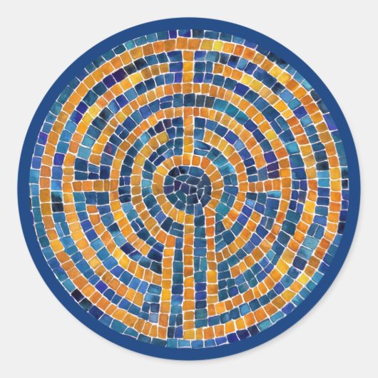 LABYRINTH IV Grote Ronde Stickers - Blauw (Voorkant)