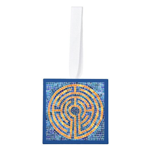 LABYRINTH IV Houten Kubus Ornament (Voorkant)