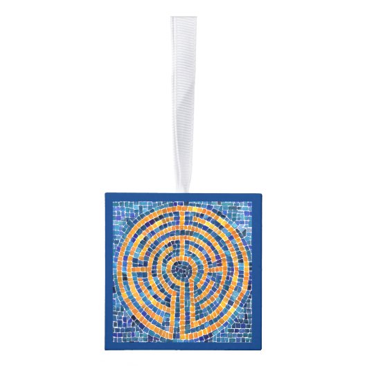 LABYRINTH IV Houten Kubus Ornament (Rechts)