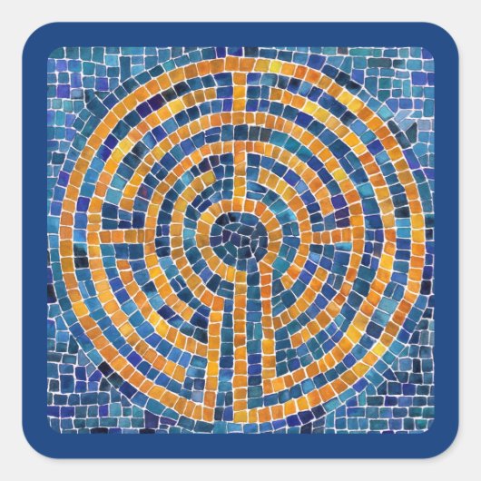 LABYRINTH IV Kleine vierkante Stickers - Blauw (Voorkant)