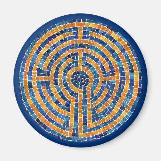 LABYRINTH IV Ronde magneet - Blauw (Voorkant)