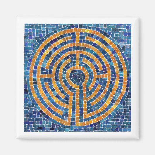 LABYRINTH IV Vierkante Magneet - Wit (Voorkant)