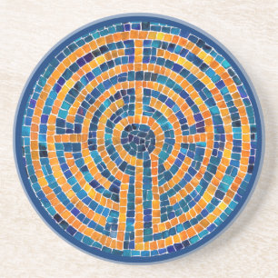 LABYRINTH IV Zandsteen Onderzetter - Blauw