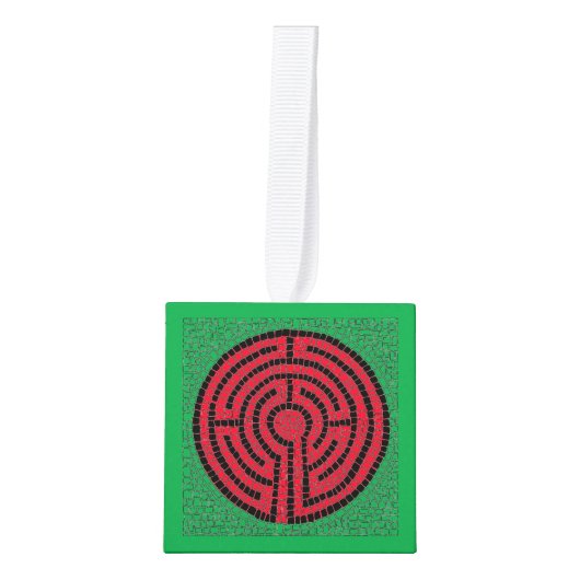 LABYRINTH IX Houten Kubus Ornament (Voorkant)