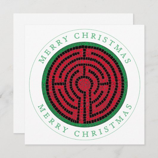 LABYRINTH IX Vierkante Vlakke Kerstmis Kaart (Voorkant / Achterkant)