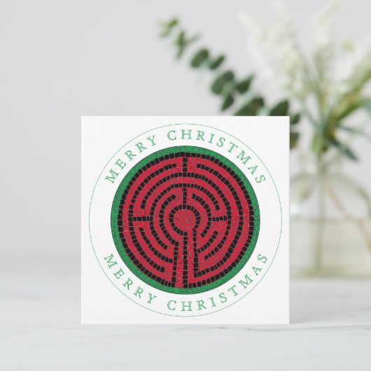 LABYRINTH IX Vierkante Vlakke Kerstmis Kaart (Staand voorkant)