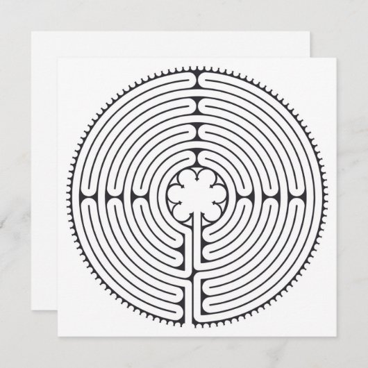 Labyrinth Kathedraal van Chartres Zwart-wit Feestdagenkaart (Voorkant / Achterkant)