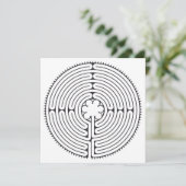Labyrinth Kathedraal van Chartres Zwart-wit Feestdagenkaart (Staand voorkant)