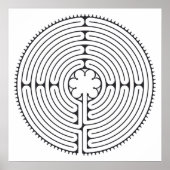 Labyrinth Kathedraal van Chartres Zwart-wit Poster (Voorkant)