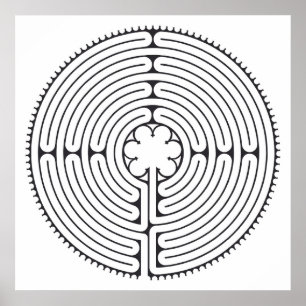 Labyrinth Kathedraal van Chartres Zwart-wit Poster