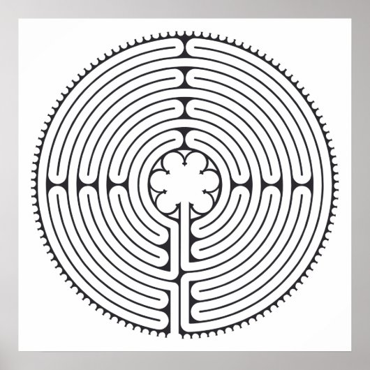 Labyrinth Kathedraal van Chartres Zwart-wit Poster (Voorkant)